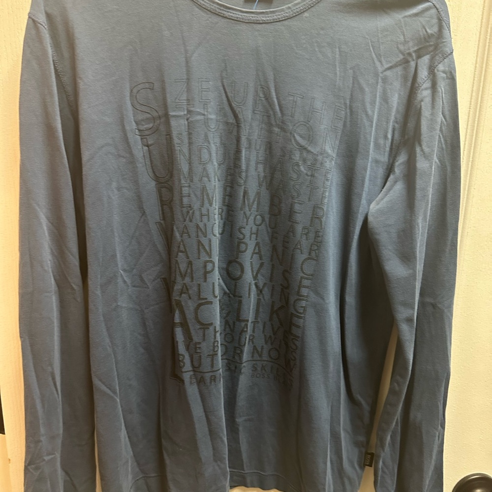Boss Men's Blue Graphic Long Sleeve Shirt size L/ NWOT18